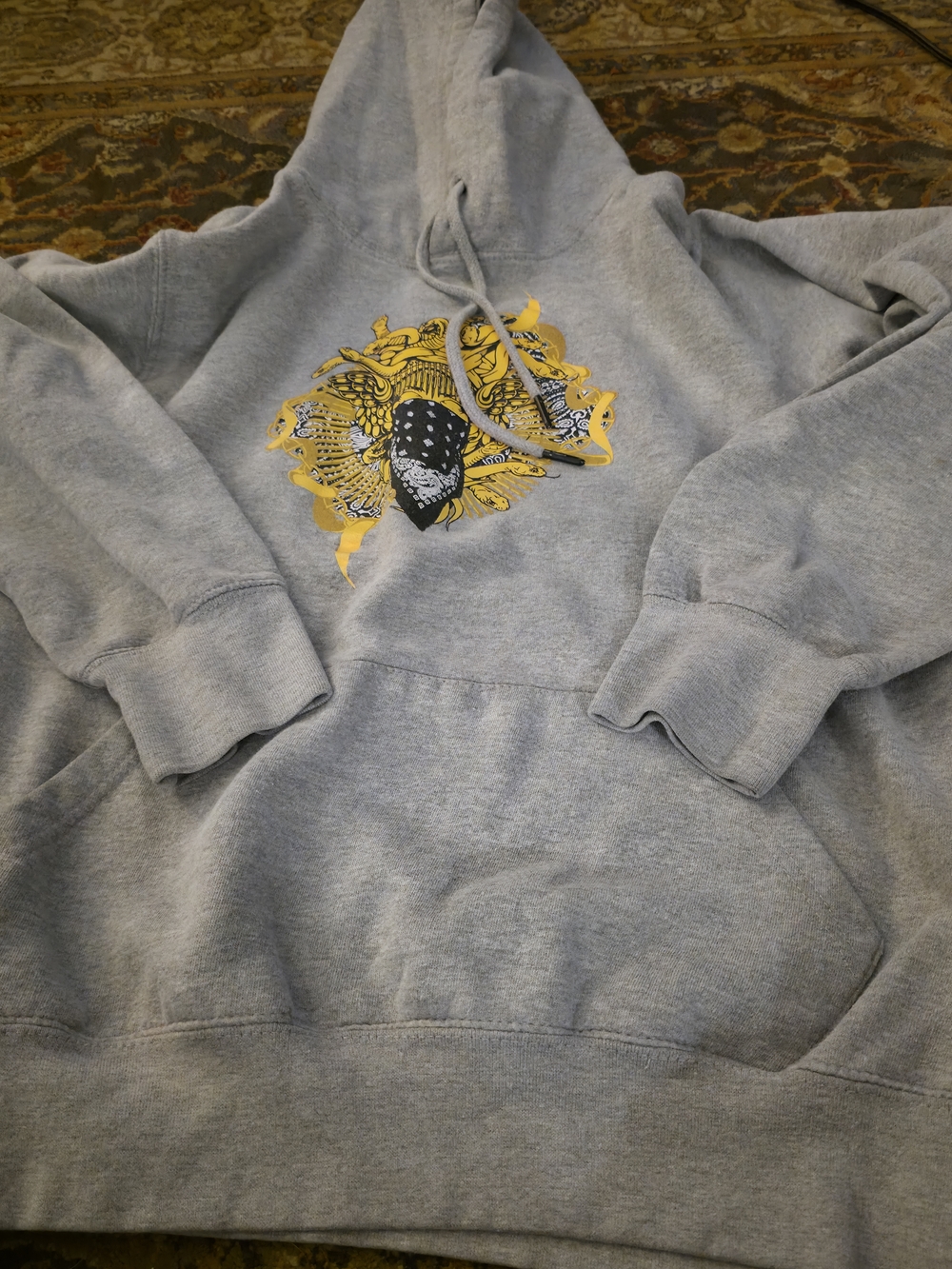 4/$67 Deal! Crooks & Castles Gray Hoodie with Yellow and Black Graphic